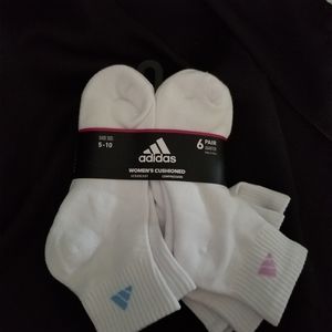 Womens Adidas cushioned compression quarter socks 6 pair